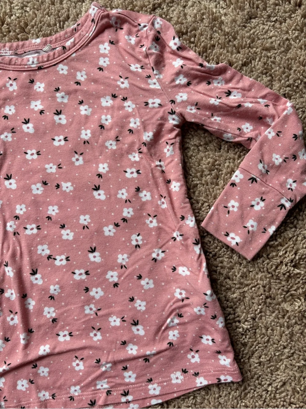 3T-4T Pink Floral Long-Sleeve Pajama Set: Posh Peanut